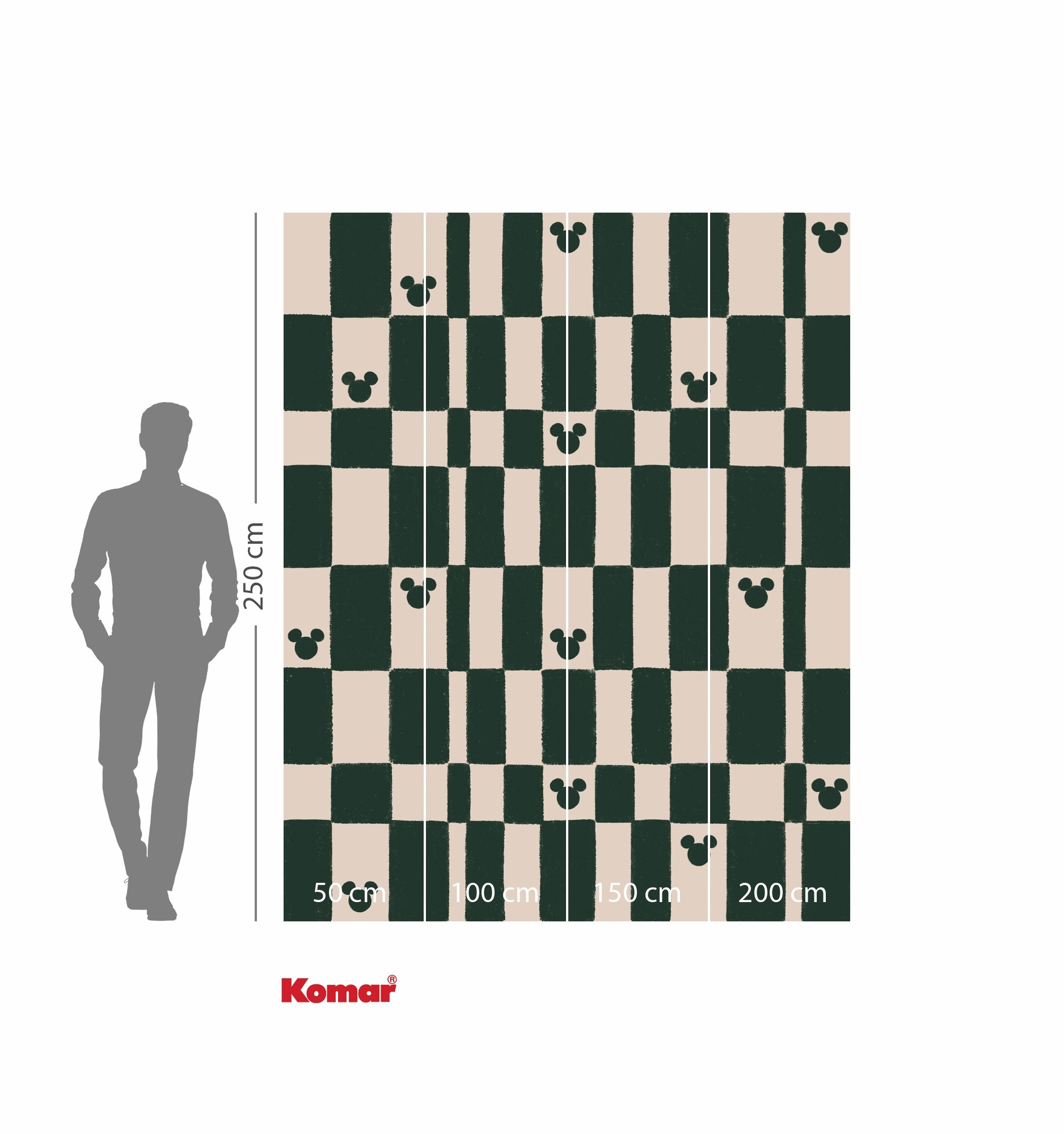 Komar Kindertapete »Disney Mickey Mouse Green Chess« bedruckt glatt