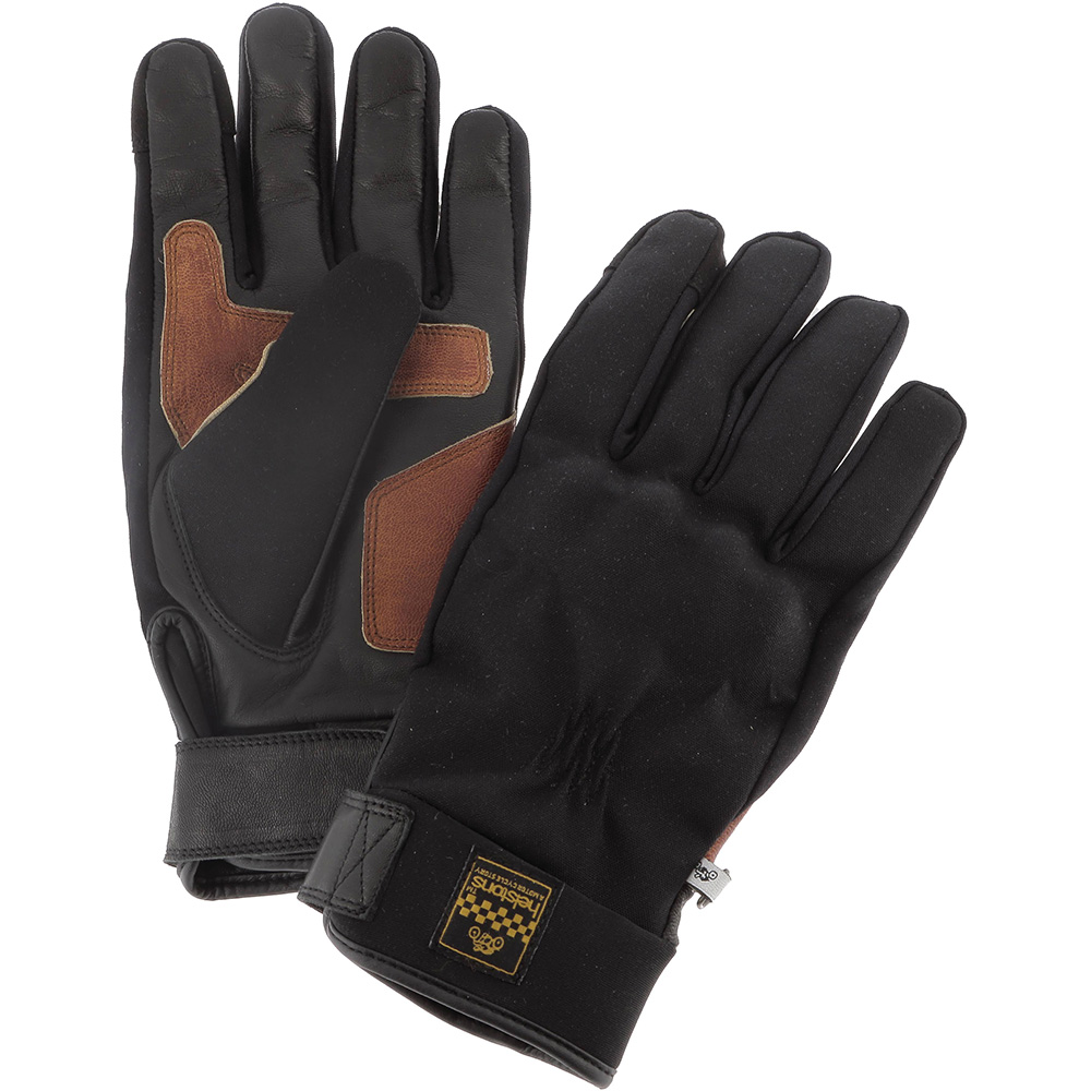 Helstons - Gants Justin Hiver Stretch-Cuir Noir / Marron