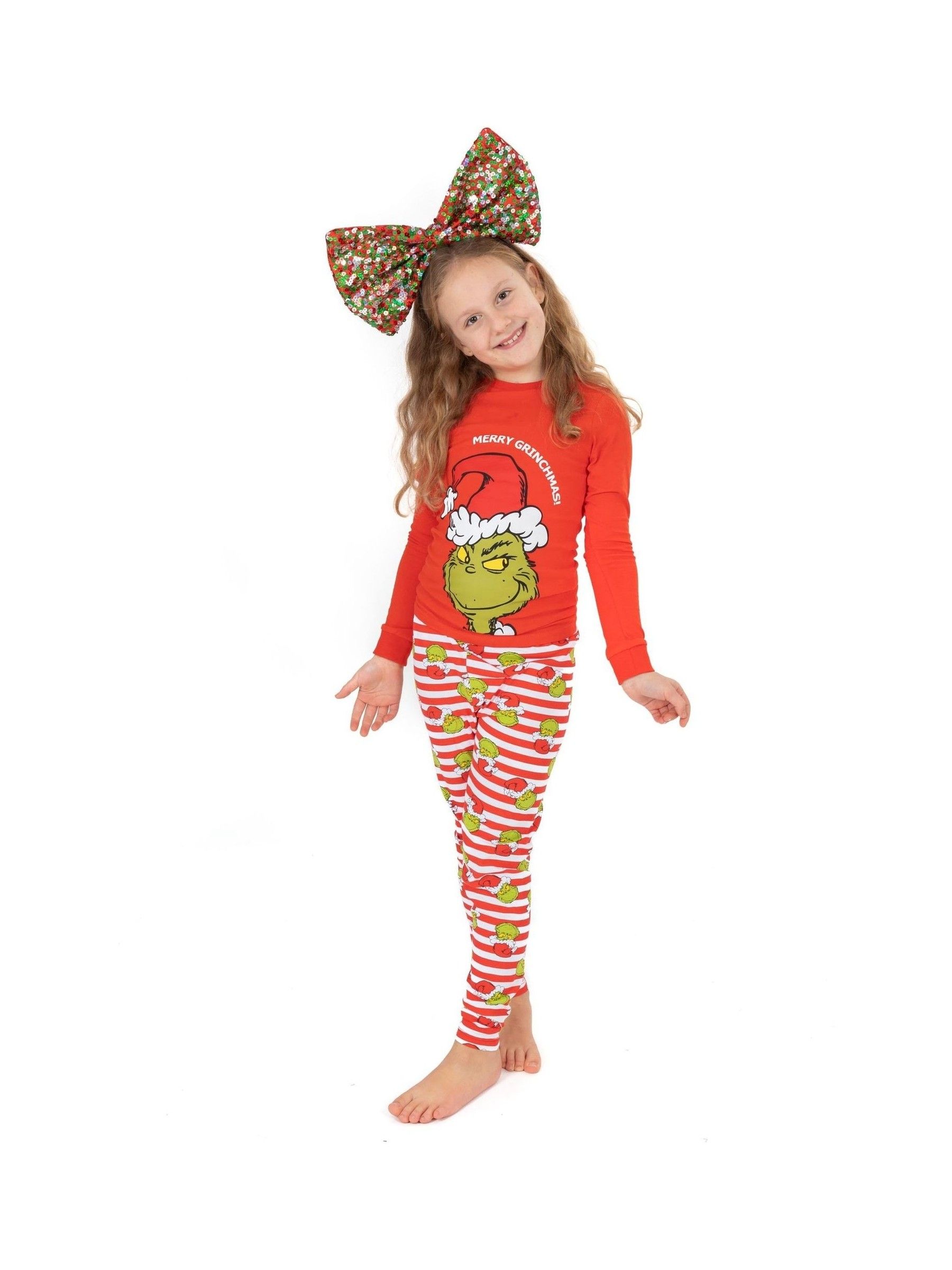Rood - Vanilla Underground The Grinch jongenspyjama met lange mouwen en lange pijpen van 100% katoen kerstset