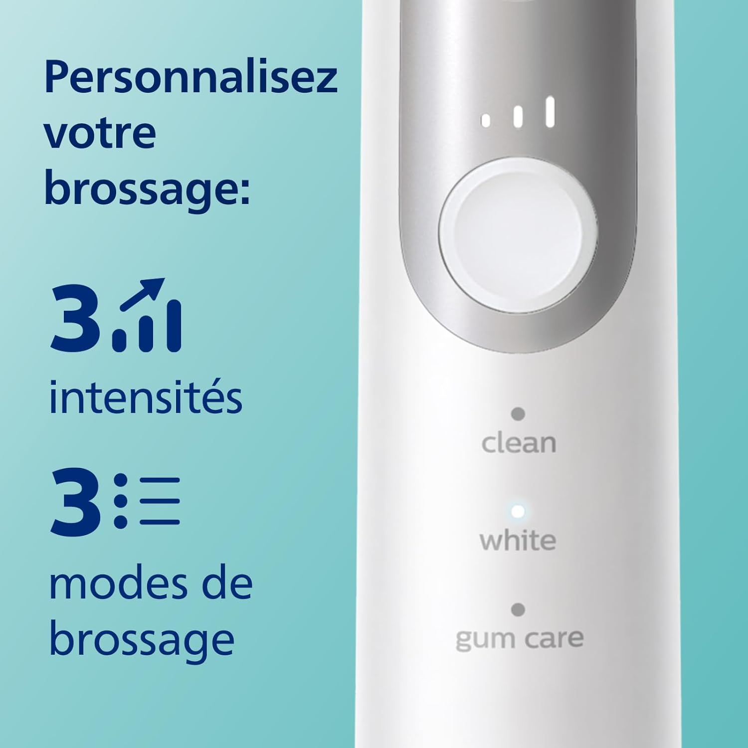 Philips Sonicare 6100 - Brosse à dents électrique sonique avec 2 modes de brossage, 3 niveaux d'intensité, Alerte de pression, EasyStart, Coffret de voyage, Blanc, HX7400/02 [Nouvelle technologie]