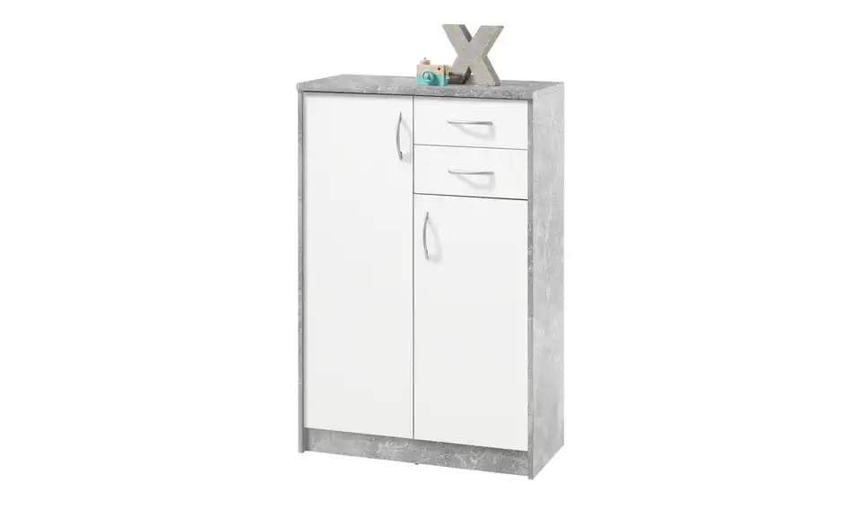 Kommode Optimus Weiß, Betonoptik Ausführung II (2 Türen/2 Schubkästen) 112 cm