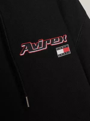 Tommy x Avirex Moletom com Capuz e Logo Traseiro de Gênero Duplo