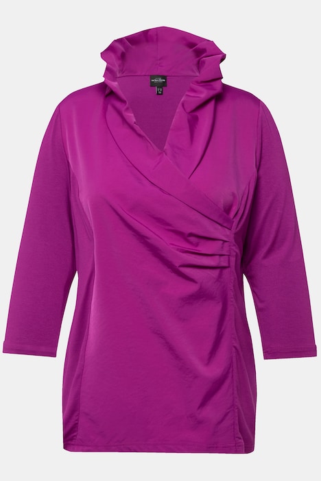 Shirt, Taft-Kragen, Classic, V-Ausschnitt, 3/4-Arm