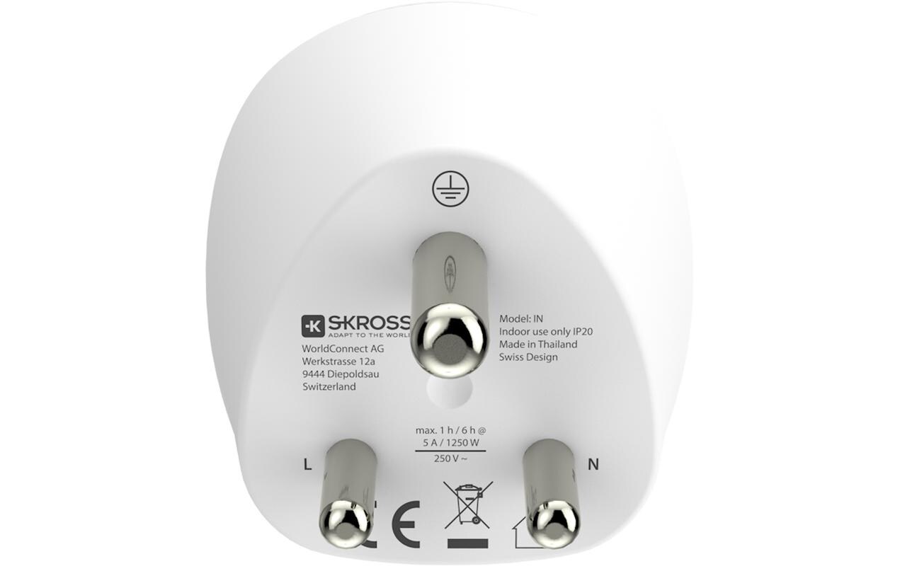 Reiseadapter Combo World IndiaKompakter 2in1 Länderreiseadapter