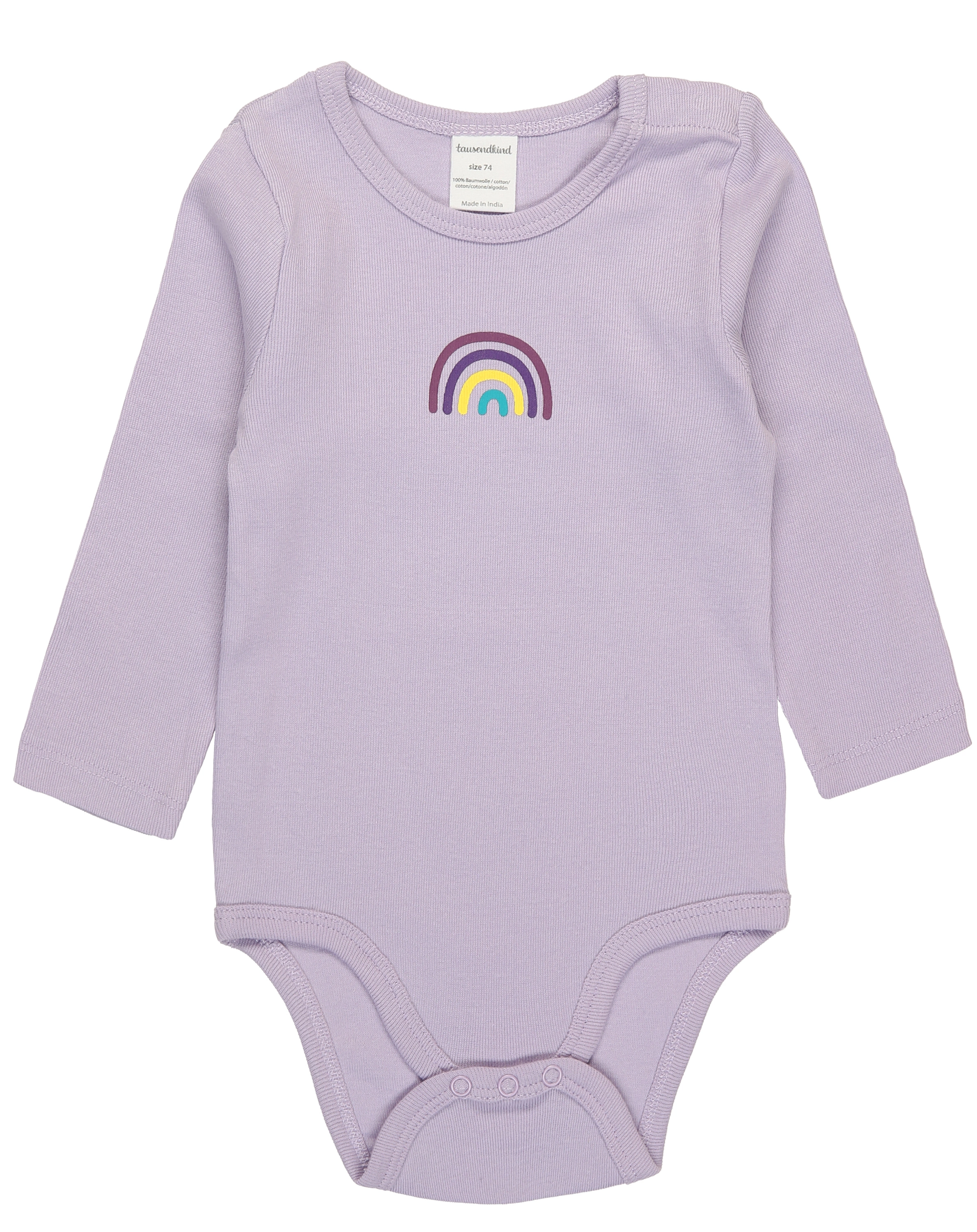 Langarm-Body REGENBOGEN 3er-Pack in weiß/flieder