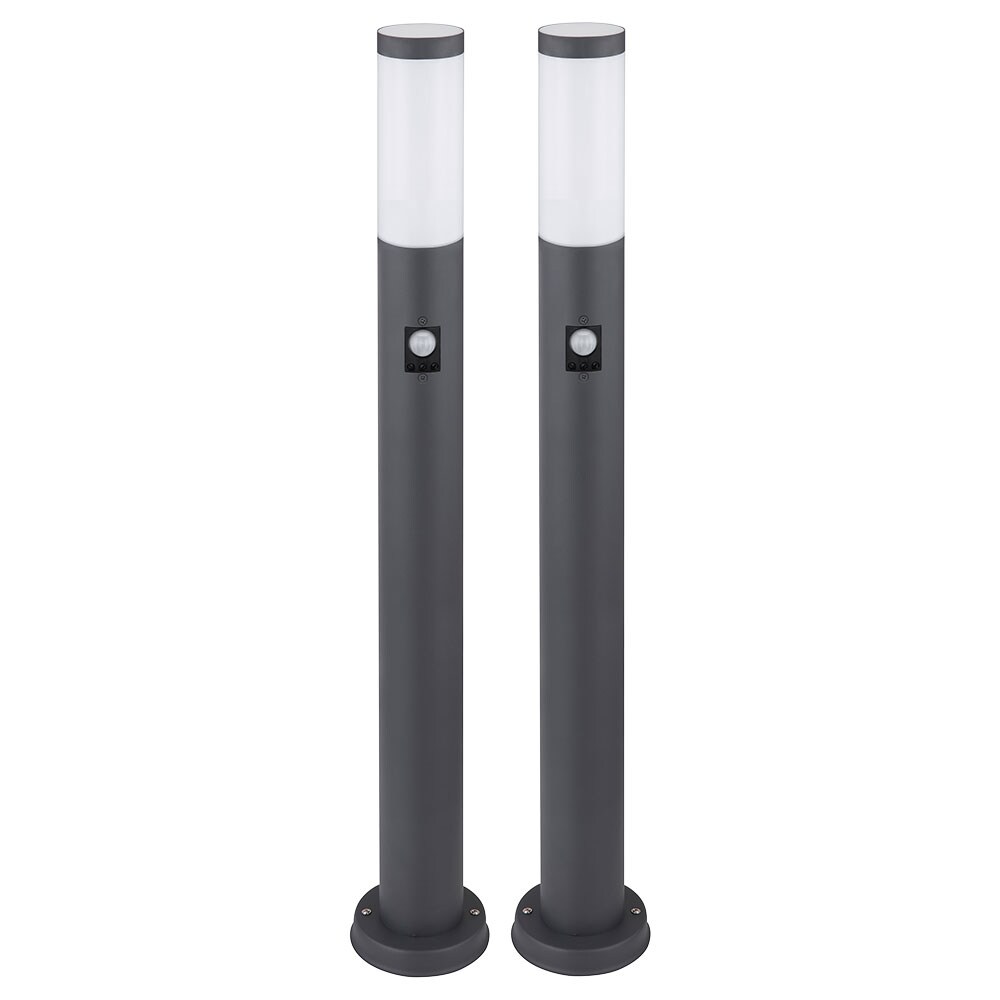 2x Stehleuchte, Edelstahl anthrazit, Bewegungsmelder, H 80 cm