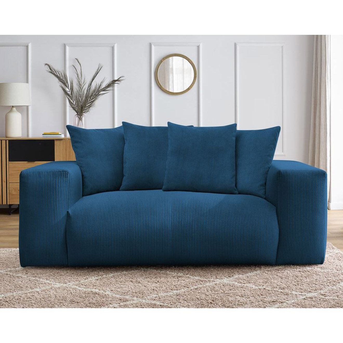 Bobochic Canapé 2 places moelleux voltaire bleu foncé - 220x124x75 cm
