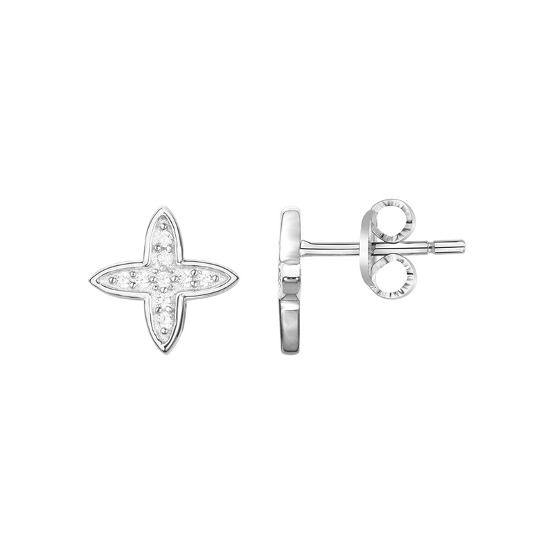 Boucles d'oreilles puces en Argent avec oxyde de zirconium blanc