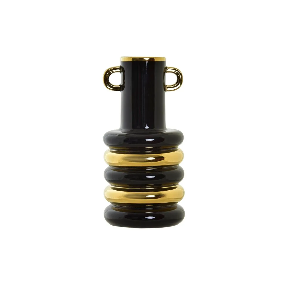 DKD Home Decor Vase Porcelaine Noir Doré
