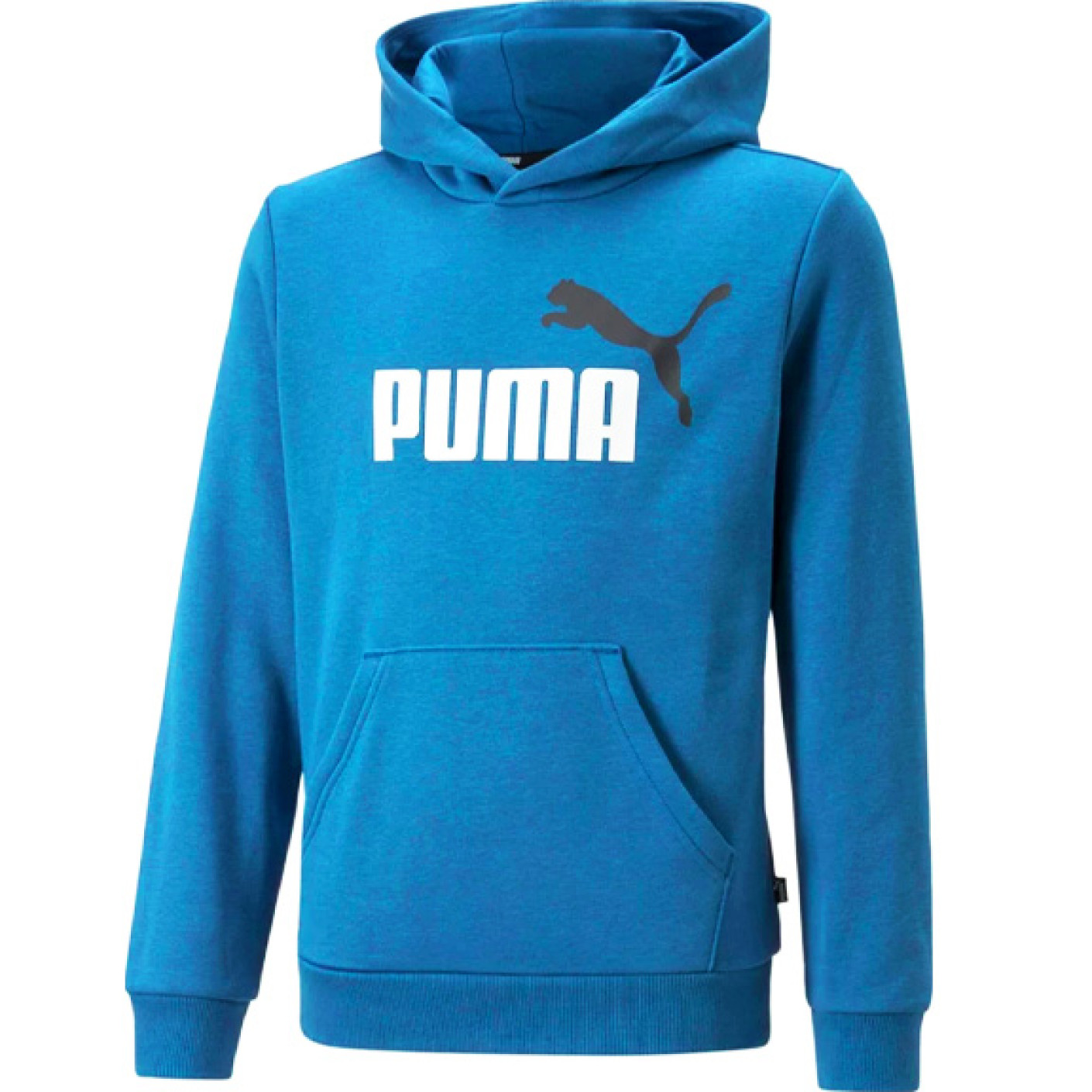 PUMA Essentials+ 2 College Big Logo Fleece Hoodie Kids Lichtblauw Zwart Wit