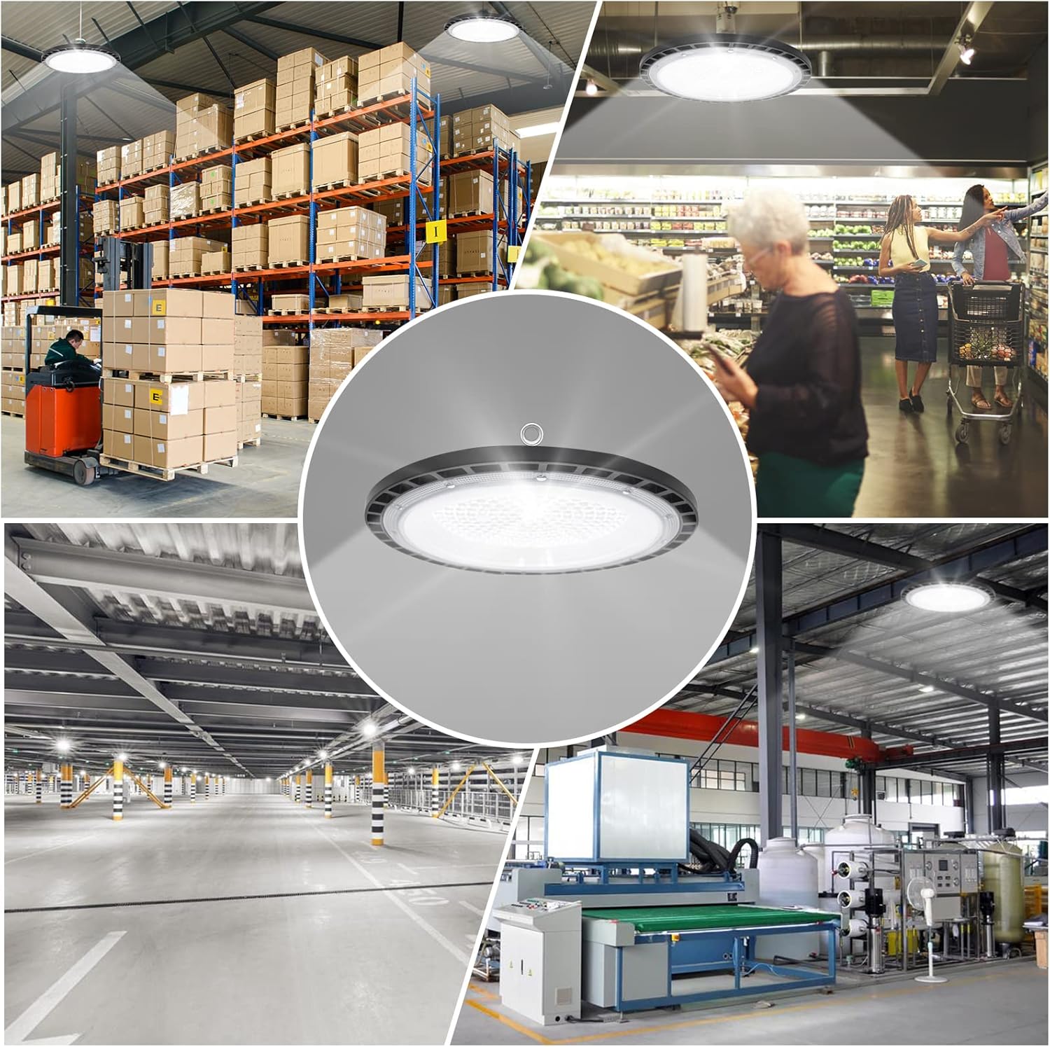 4Pack 100W UFO LED High Bay Light, Hallenstrahler 14000LM, 6500K Kaltweiß UFO LED Werkstattlampe, IP66 Wasserdichte Industrielampe High Bay Licht für Fabriken,Garage,Lagerhaus
