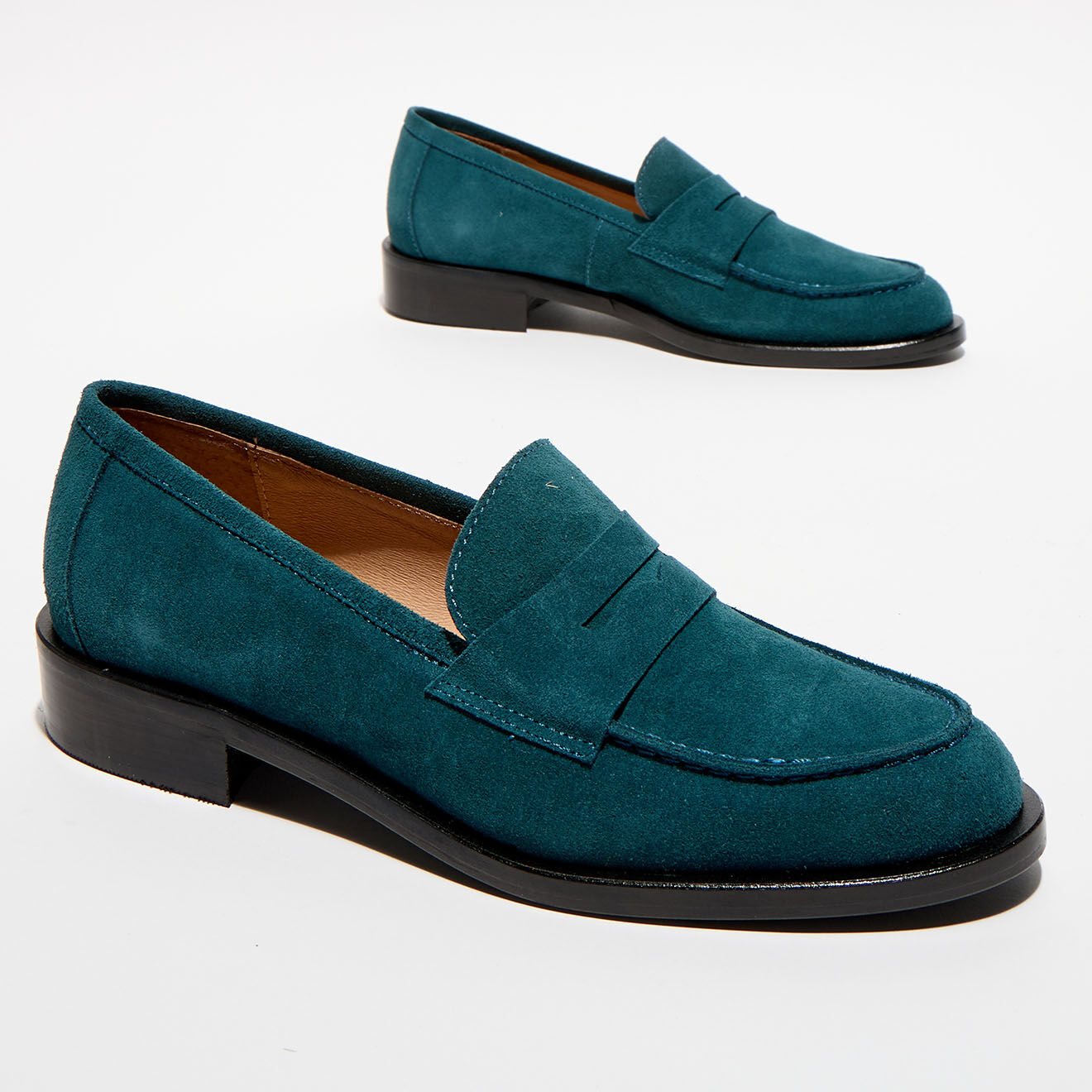 Apologie Mocassins en Velours de Cuir Juliette vert anglais