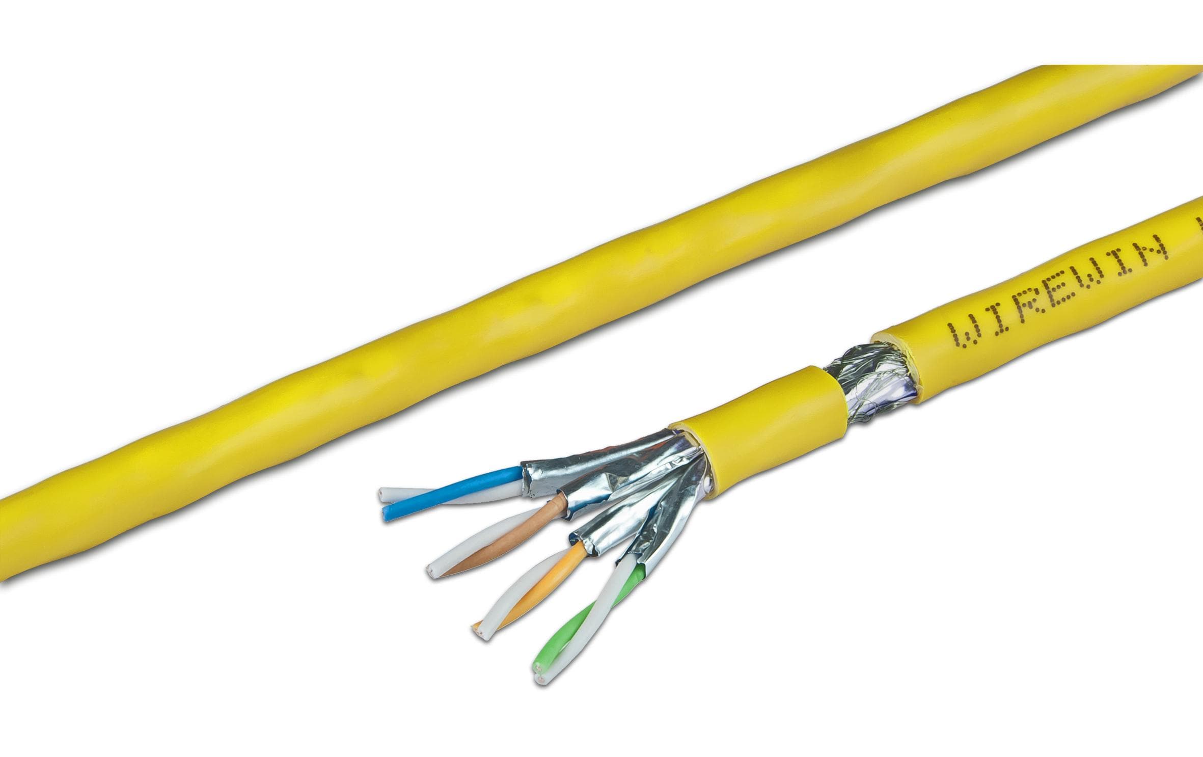 Verlegekabel VKW SFTP K7A L3 Cat 7A, S/FTP, 1000 m, Gelb<br>KAT7A Verlegekabel, S/FTP, 1200MHz, LSOH3, Single, PoE optimiert,1000m