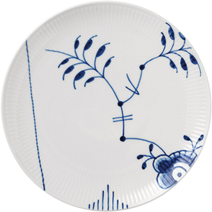 Royal Copenhagen Blå Mega Riflet 23 cm. coupe tallerken Hvid, blå