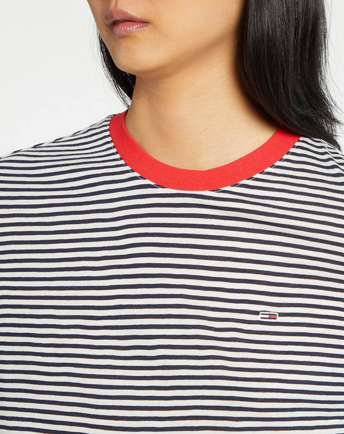Tommy Jeans T-Shirt Crop Marnière blanc/bleu