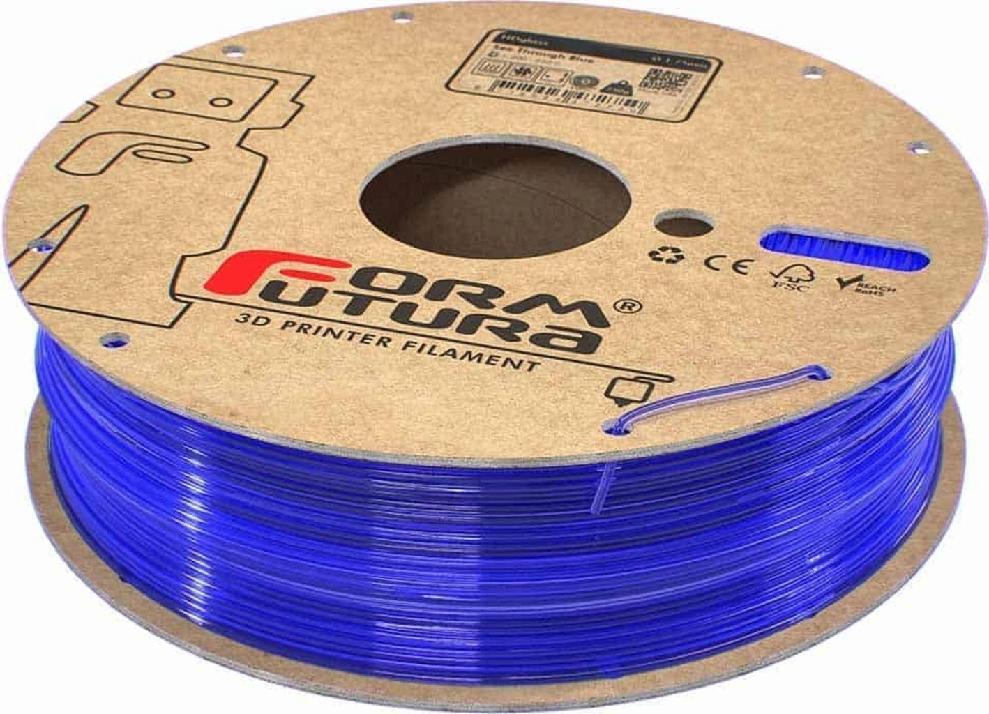 FormFutura  HDglass™ See Through Blue, 1,75 mm / 750 g    Einzigartiges PETG für Modelle mit hoher Transparenz und Festigkeit