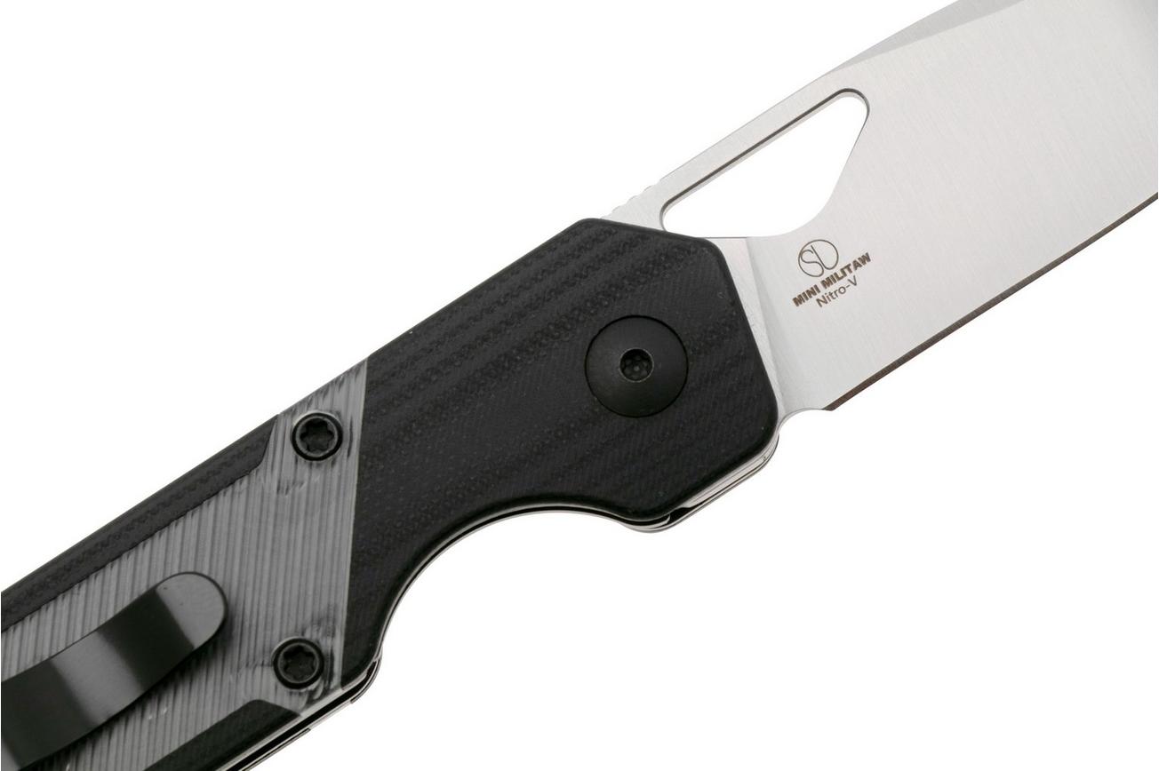 Kizer Vanguard Mini Militaw V3634SA3 Liner Lock, Satin Nitro-V, Black G10, Acrylic Inlay, zakmes, Jonathan Styles design