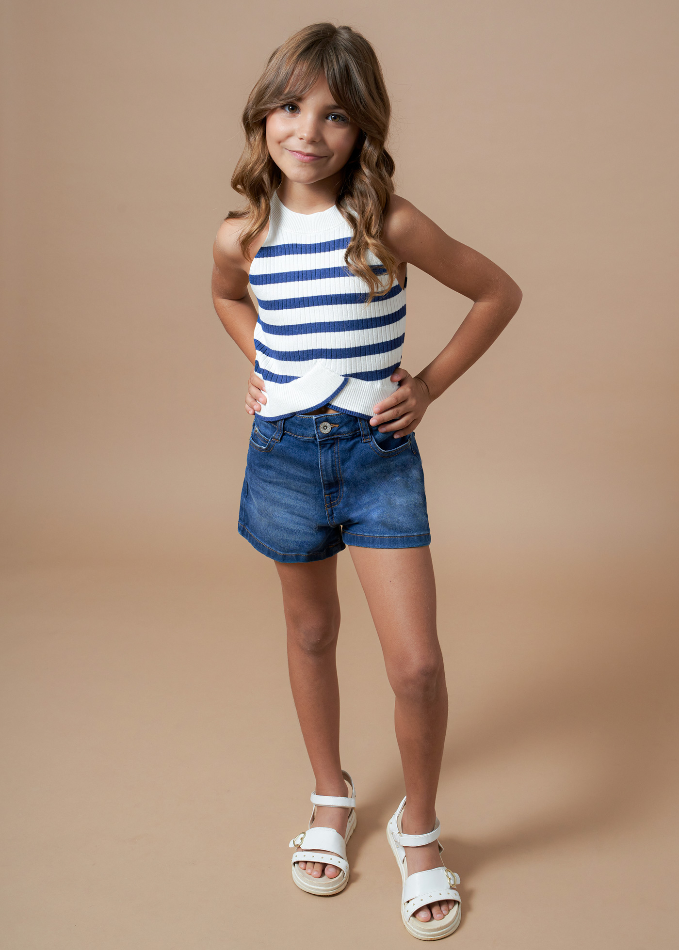 Blusa de malha azul cobalto LENZING™ ECOVERO™ em viscose