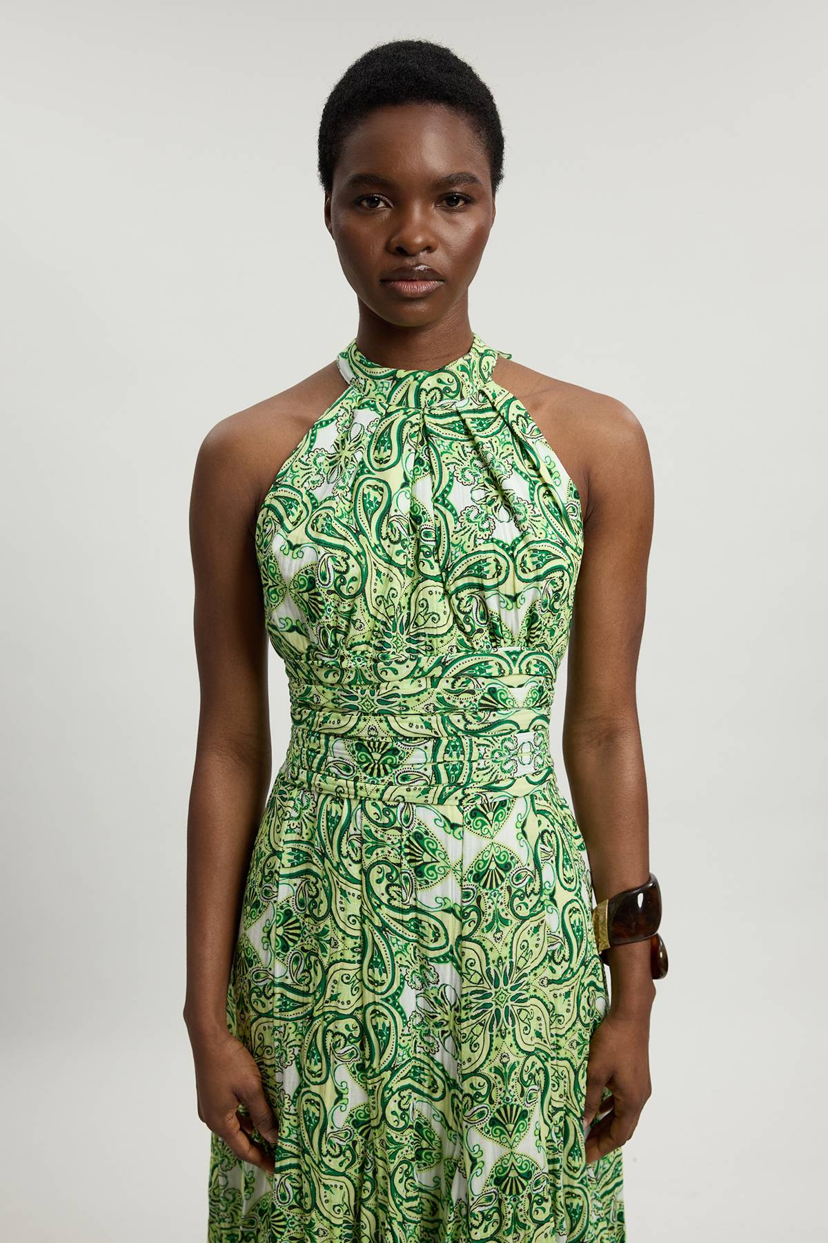 KarenMillen Robe Midi À Col Licou En Double Tissu À Imprimé Carreaux