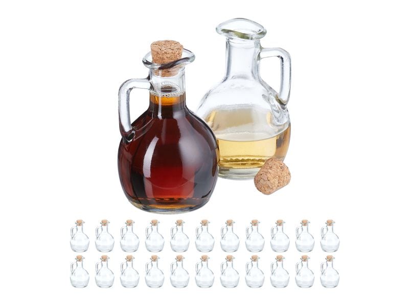 relaxdays Einmachflasche 150 ml, 24 Stück Bauchige Schnapsflaschen mit Henkel