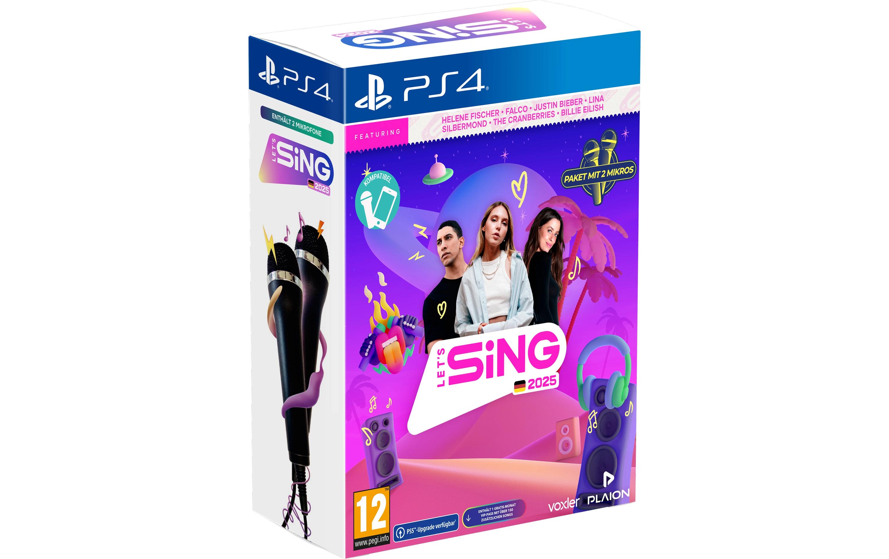 Let's Sing 2025 German Version + 2 MicsAnspruchsvolles Karaoke-Spiel für die PlayStation 4