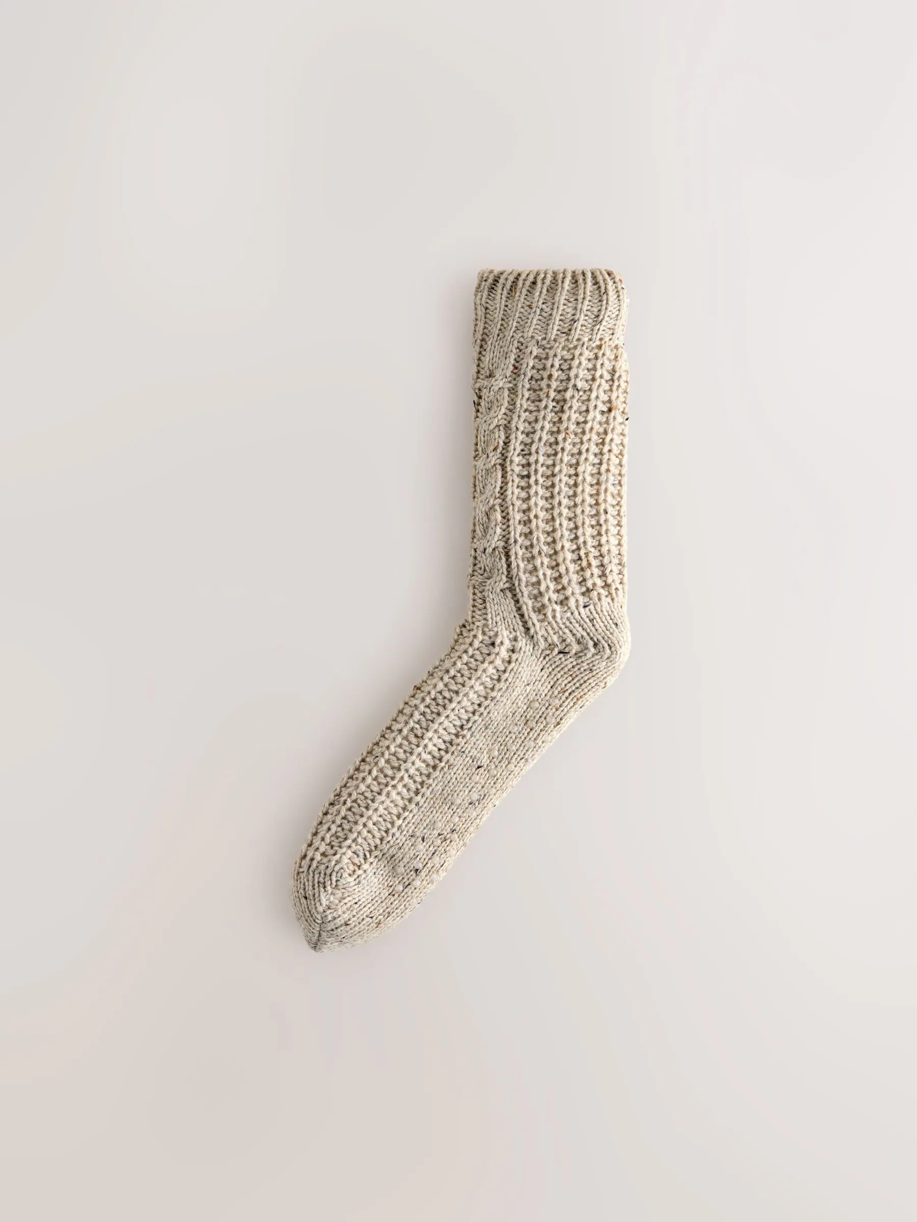 Neutral Borg Lined Neppy Cable - Set van 2 paar pantoffelsokken