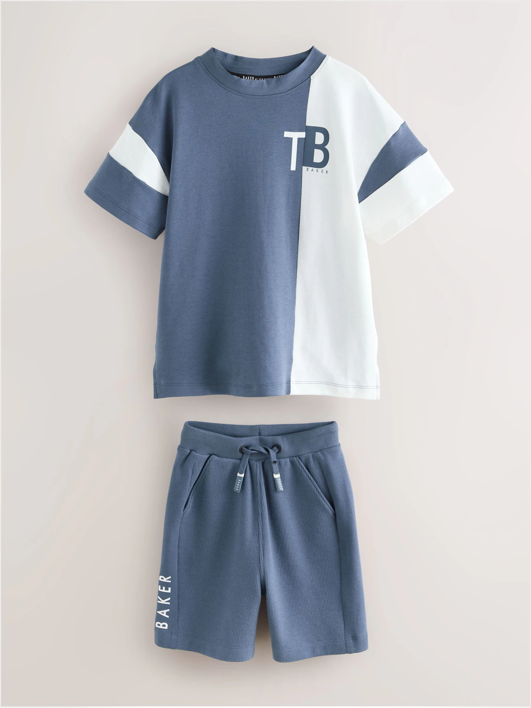 Blauw - Baker by Ted Baker Colourblock Varsity T-Shirt and Shorts Set