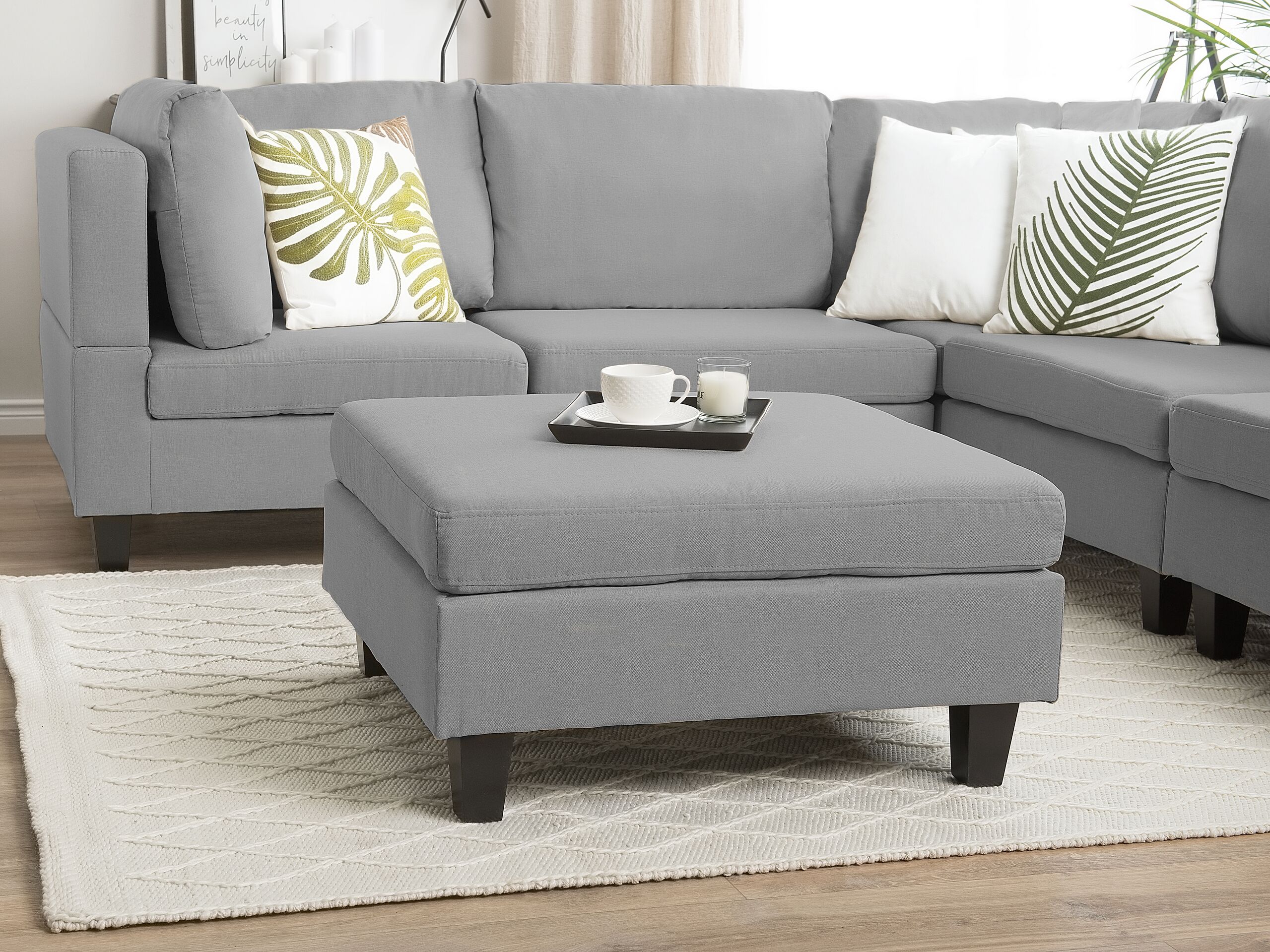 Beliani - FEVIK - Hocker - Lichtgrijs - Polyester