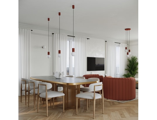 SOLLUX LIGHTING - Suspension Lampe suspendue halo 3p rouge ochra