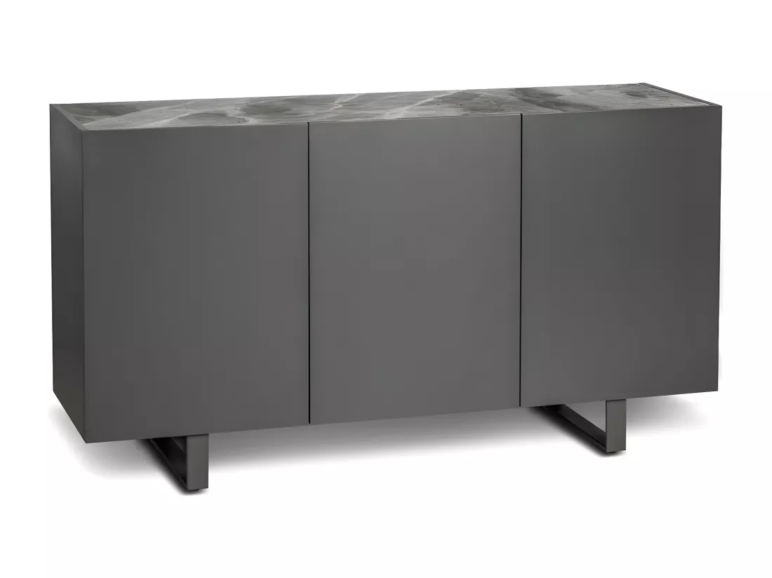 Pegaso Buffet 3 portes (150 x 45 x H 85 cm) en céramique gris foncé