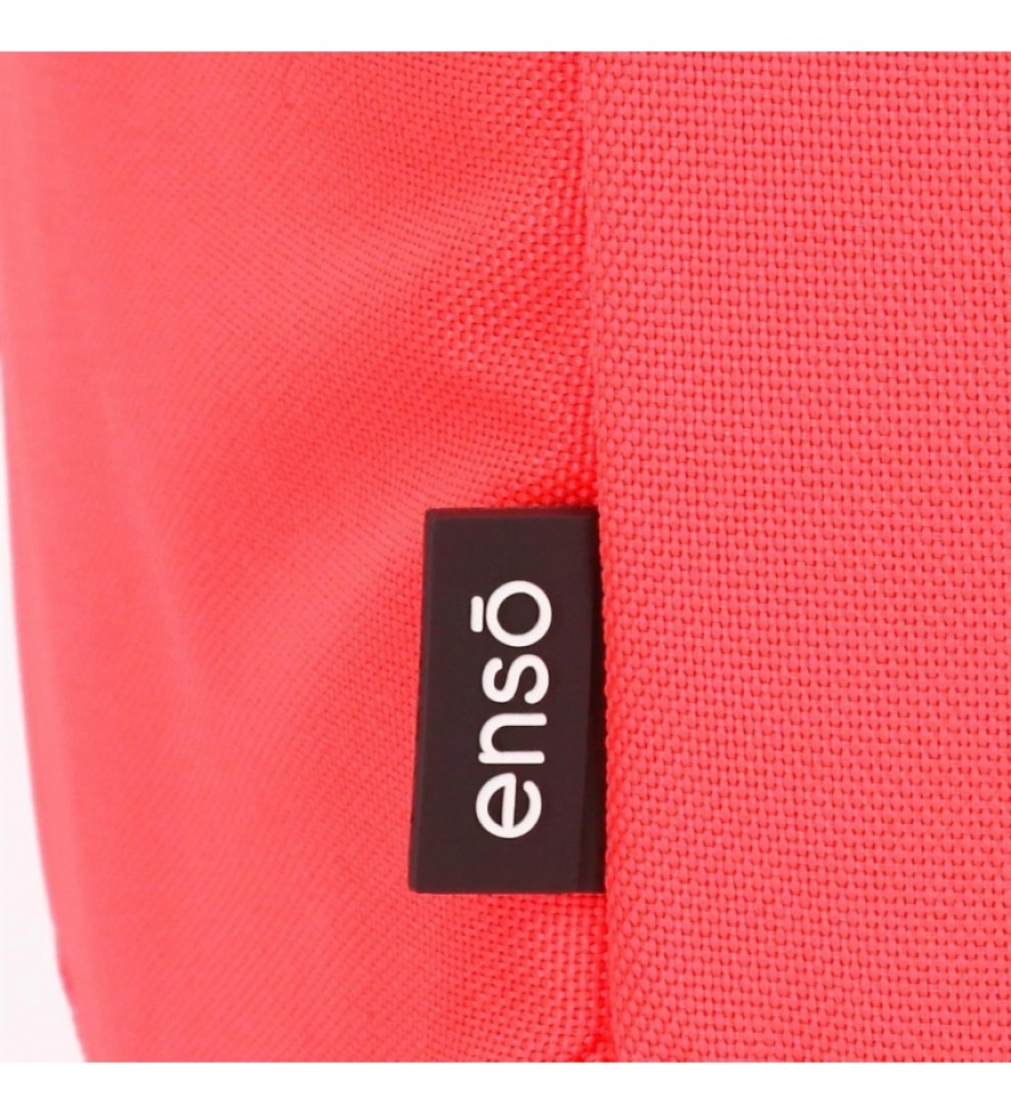 Mochila Enso com rodinhas, cor coral básico.