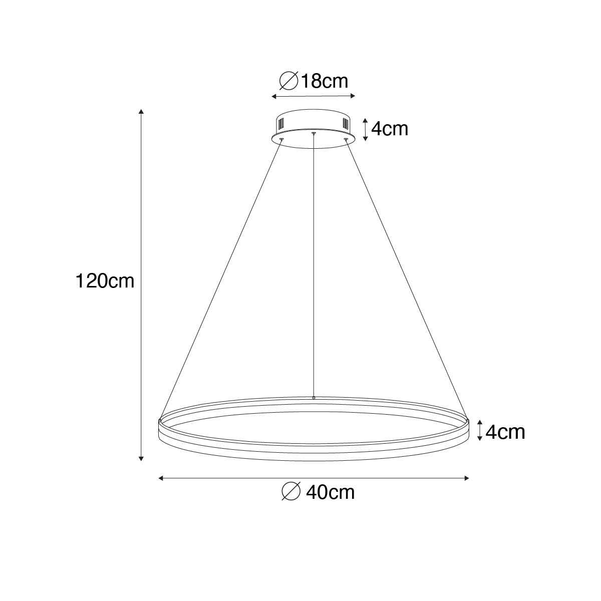 Design hanglamp wit 40 cm incl. LED 3-staps dimbaar - Anello