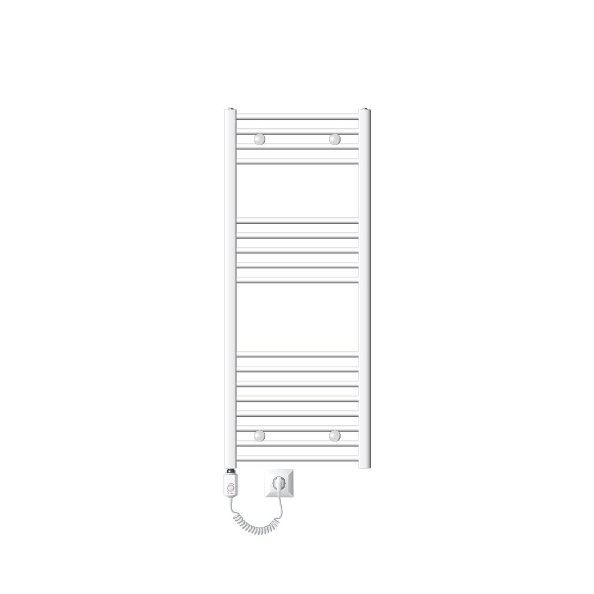 ECD Duitsland Elektrische badkamerradiator met verwarmingselement 1200W hoog vermogen - 500 x 1200 mm - Wit - Gebogen met zijaansluiting - Radiator, handdoekwarmer, handdoekdroger