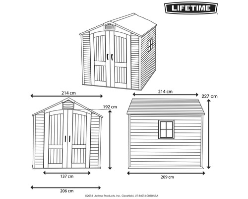 LIFETIME Project Factory tuinhuis met vloer, 214,5 x 213,5 cm, antraciet