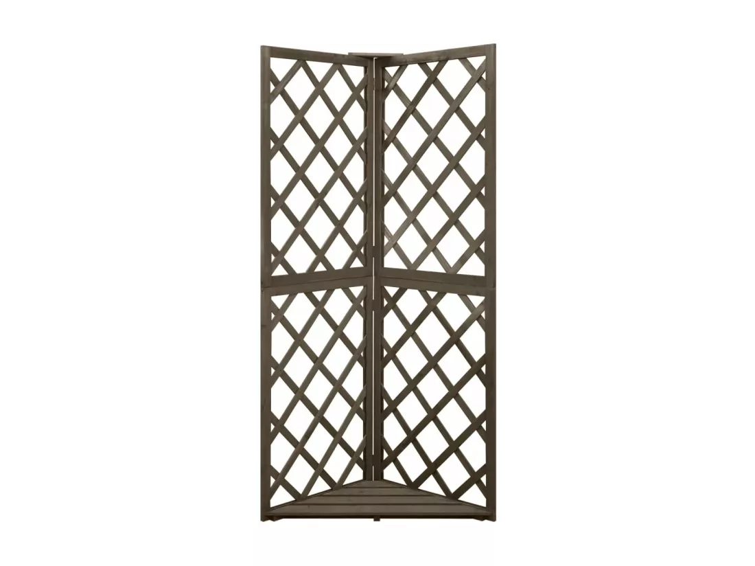 Treillis d'angle Gris 50x50x145 cm Bois de sapin massif