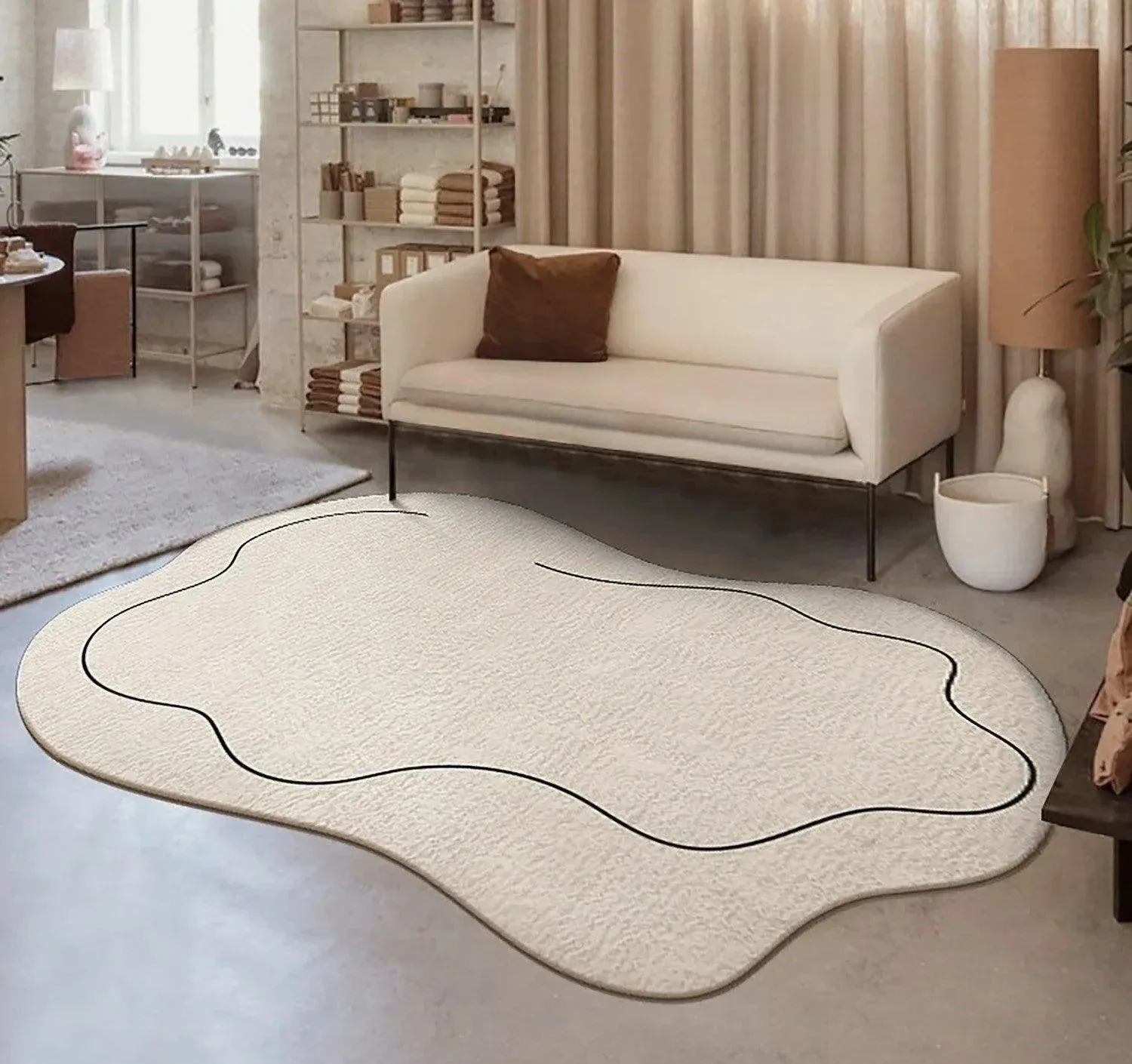 Modern Nordic One Line Irregular Carpet Rug | For Living Room Bedroom Bedside