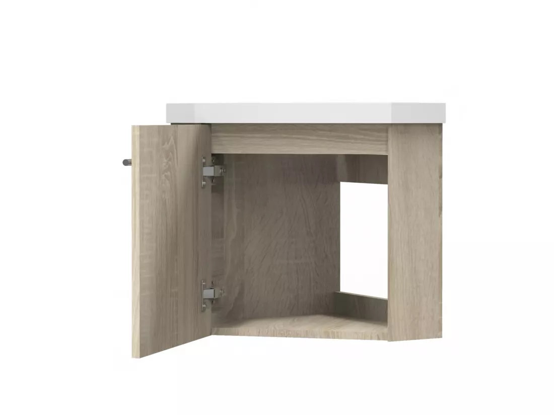Meuble lave-mains l.39.5 x H.39.5 x P.42 Chêne Wotan assemblé, Aica