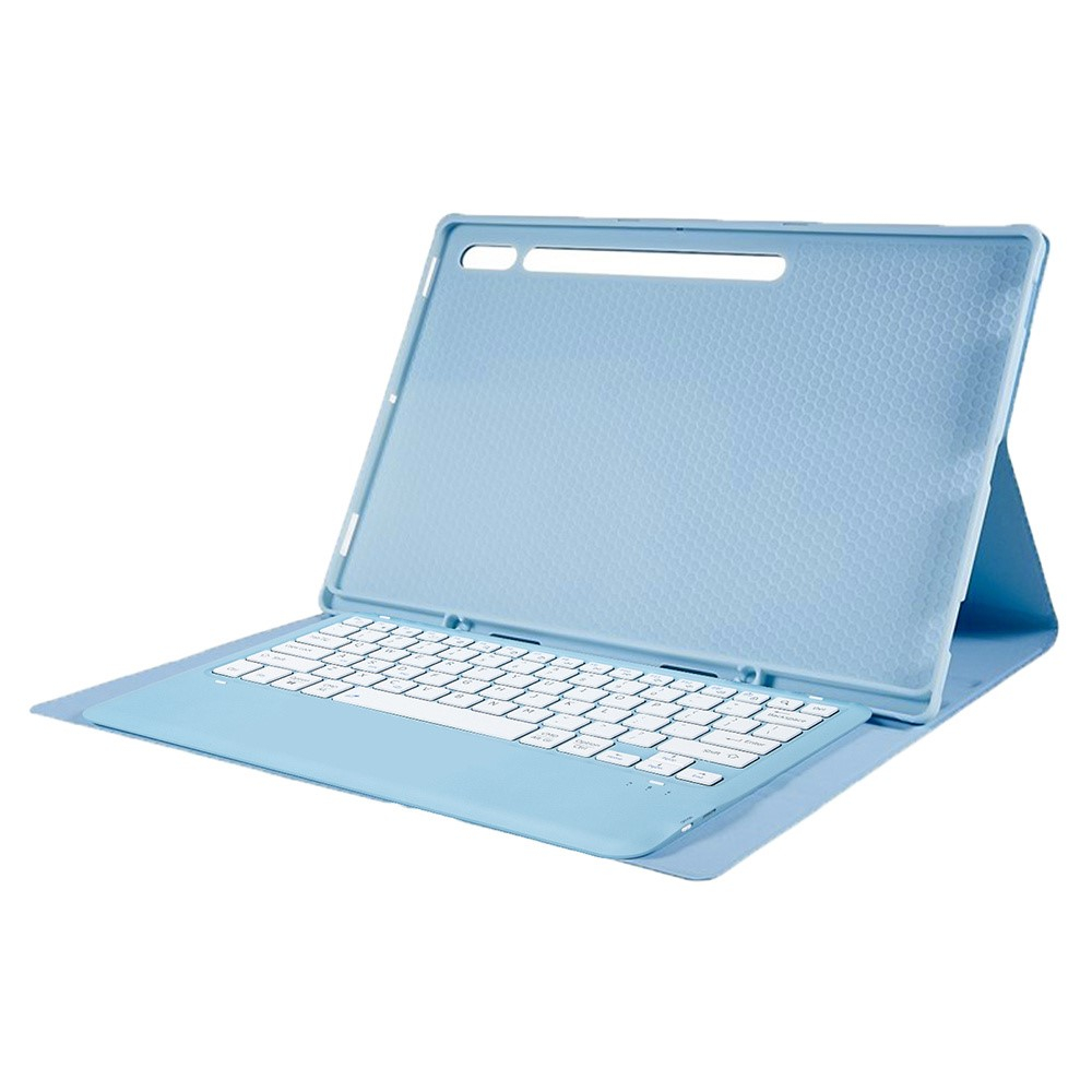 Samsung Galaxy Tab S9 Ultra Leder Tasche mit abnehmbarer Bluetooth Tastatur Keyboard   S-Pen Halterung (QWERTY) - Hellblau