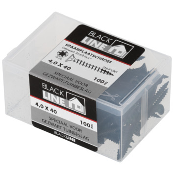 Blackline spaanplaatschroef zwart TX-20 4.0x40 mm 100 stuks