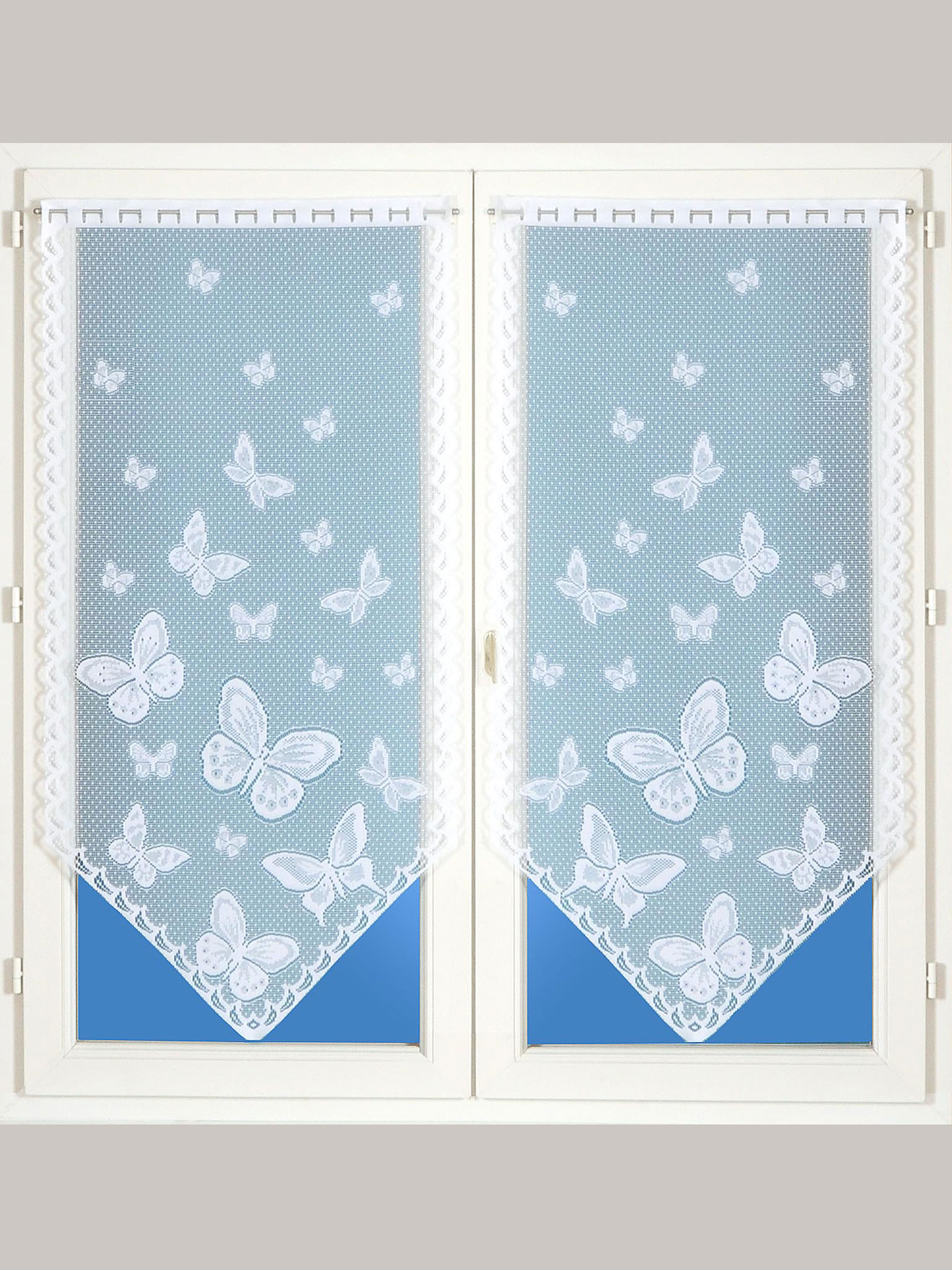 Paire de vitrages motif papillons