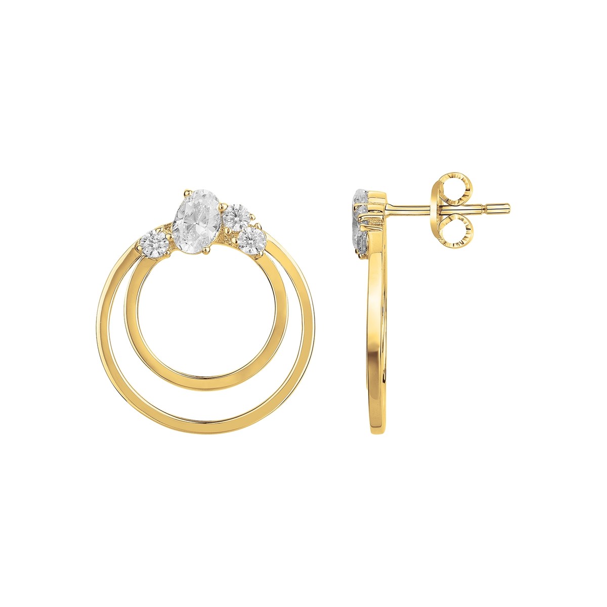 Boucles d'oreilles clous en Plaqué Or avec oxyde de zirconium blanc