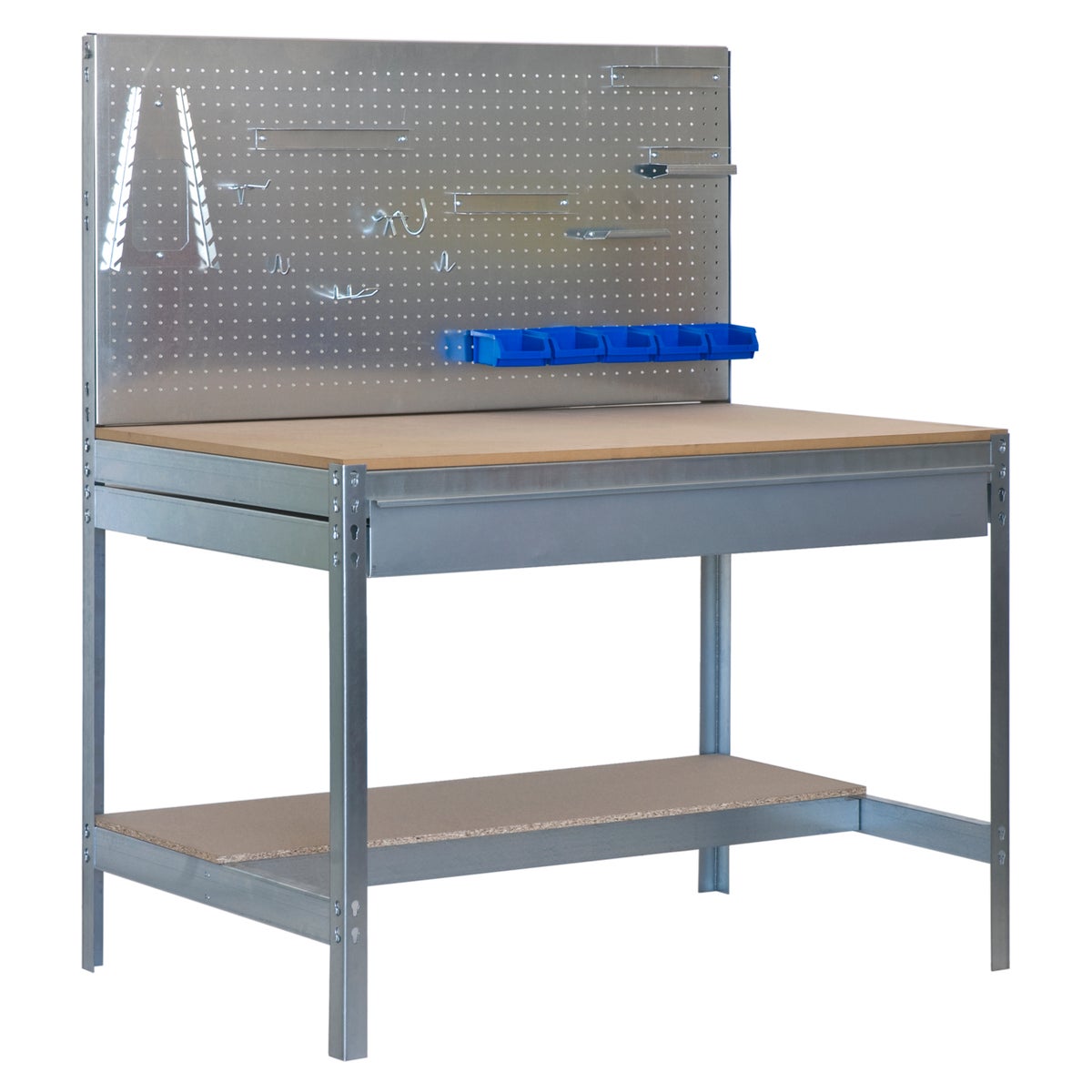 PROREGAL Buffalo werkbank met gereedschapswand en lade, afmetingen (H x B x D): 84 x 90 x 61 cm, draagvermogen: 400 kg, verzinkt