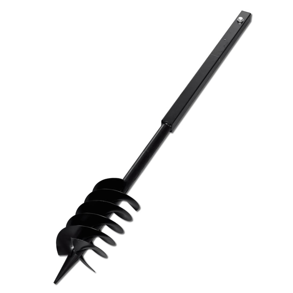 Tarière de sol avec mèche de tarière spirales 120 mm acier noir
