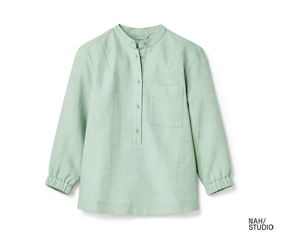 NAH/STUDIO Bluse | Baumwoll-Leinen-Mix, caribbean, Sake