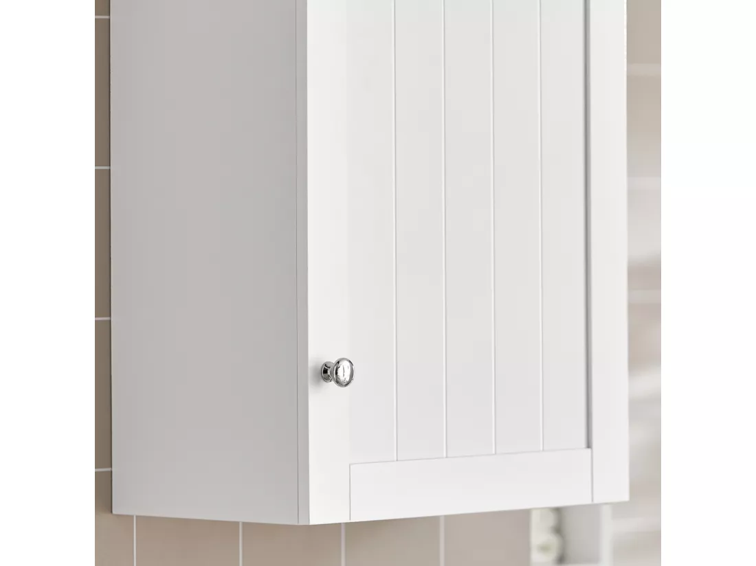 Meuble Haut de Salle de Bain- 1 Porte Placard Commode Armoire Suspendue, BZR19-W
