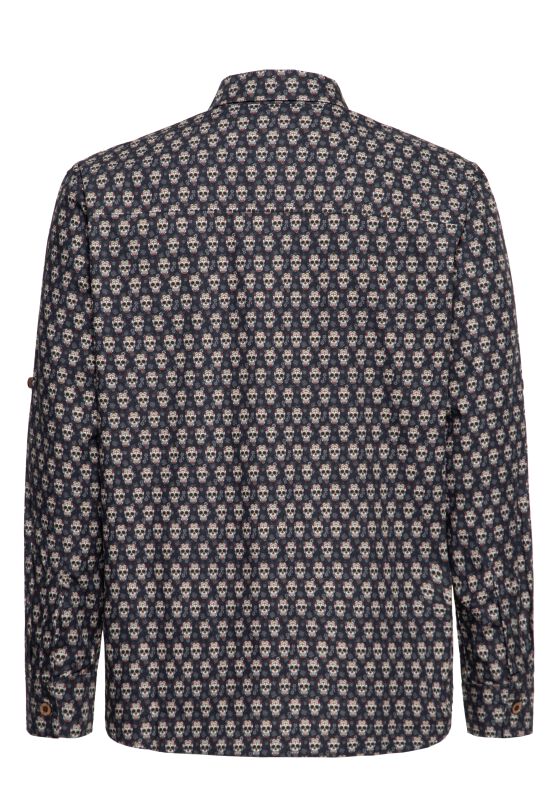 AOP Vintage Suit Shirt Sugar Skull | King Kerosin Chemise manches longues