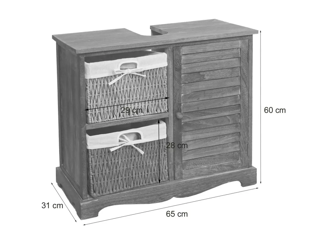 Meuble sous-lavabo MCW-H20, shabby gris-brun