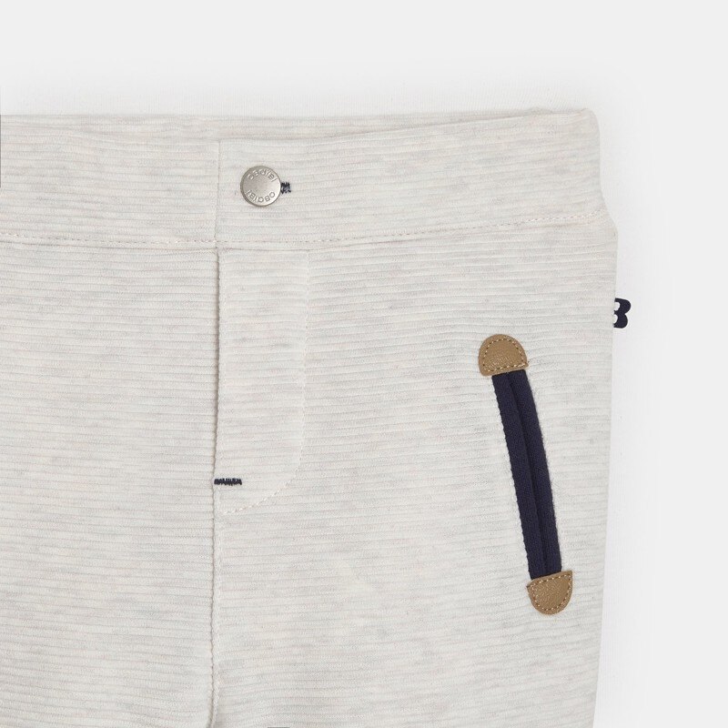 Pantalon enfilable maille fantaisie côtelée blanc bébé garçon Gris ou noir