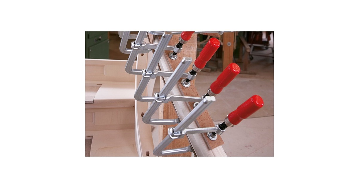 BESSEYGeheel stalen lijmtang classiX GS10 met houten handgreep lijmklem  (Zilver/rood)