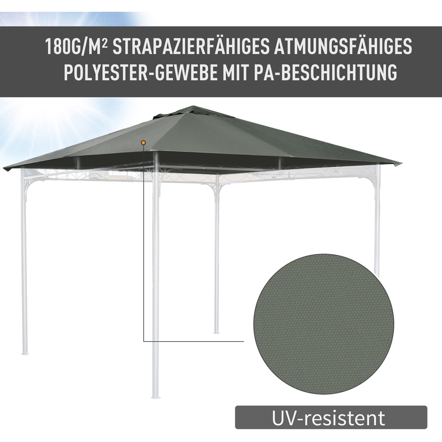 Outsunny Ersatzdach für Pavillon dunkelgrau